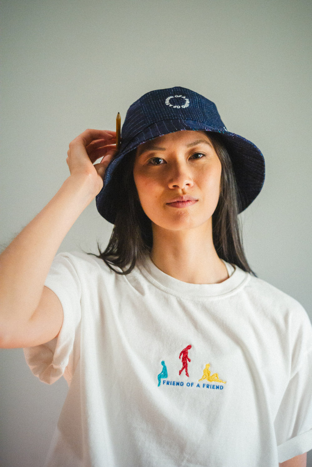 Patchwork Bucket Hat (Blue)