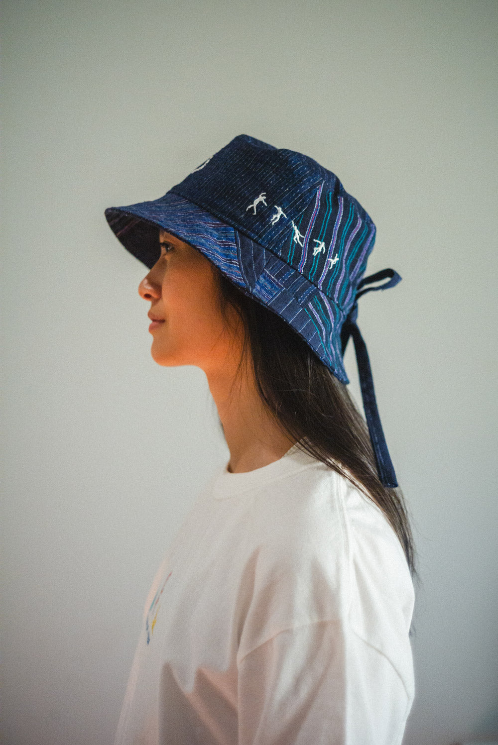 Patchwork Bucket Hat (Blue)