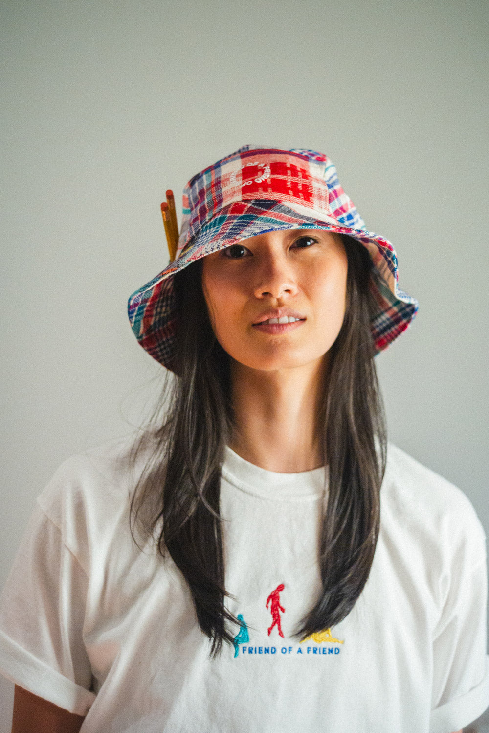 Patchwork Bucket Hat (Red