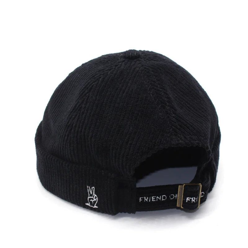 Corduroy Rolled Cap (Black)