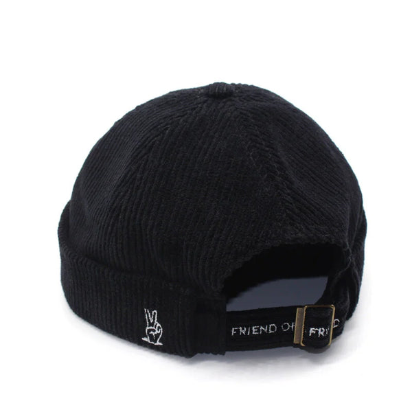 Corduroy Rolled Cap (Black)