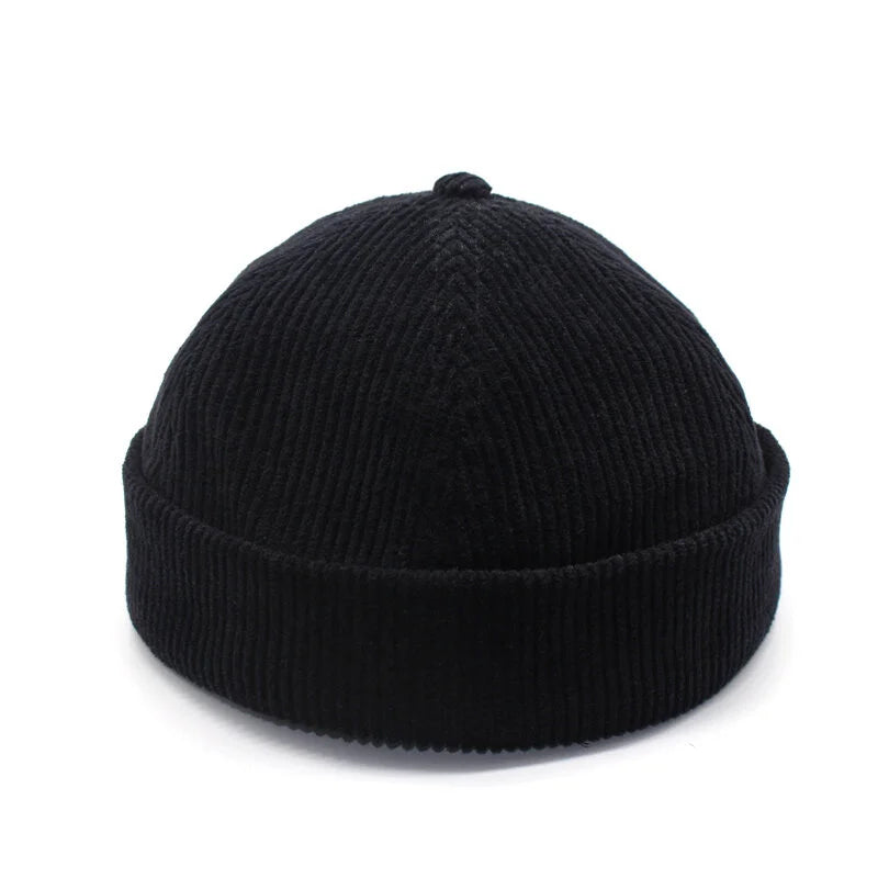 Corduroy Rolled Cap (Black)